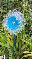 Vintage Glass Solar Lights Yard Art Turquoise