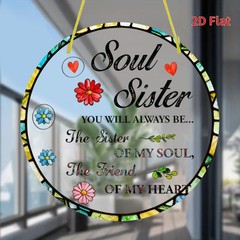 Cute Soul Sister Acrylic Suncatcher Boho Bestie Window Hanging Decoration Gift