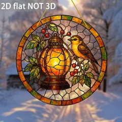 2D Flat Acrylic Panel Sun Catcher Lanterns Birds Window Hanging for Living Room