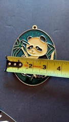 Panda Bear and Bamboo Vintage Oval Sun Catcher Stained Glass 5”