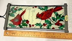 Joan Baker 2000 “Cardinal” Art Panel 10″ × 4.75″ Stained Glass Suncatcher Framed
