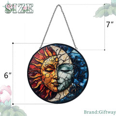 Sun and Moon Decor Suncatcher Stained Glass Window Hanging – Handmade Stained Gl