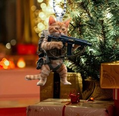 Tactical Cat Charm Keychain Sun Catcher Ornament Double Sided Acrylic US Stock