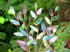 Stained Glass Garden Flower Stakes Vase Stems Suncatchers (x5 Rock Rose Tones)
