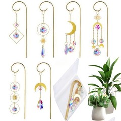 6 Pack Crystal Sun Catchers with 13.5” Small Trellis for Indoor Potted Plants