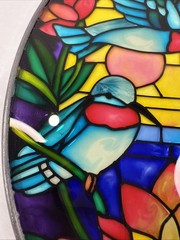 Joan Baker Designs Handpainted Stained Glass Hummingbird Suncatcher Metal Frame