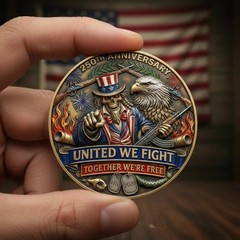America 250th Anniversary Patriotic United We Fight Eagle Skull Collectible