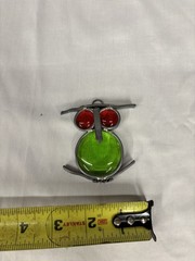 2.5” Green And Red Stained Glass Sun Catcher Owl
