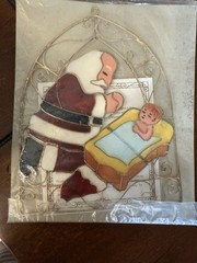 Sun Catcher Jesus Birth & Santa Christmas 7″
