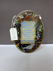 AMIA Suncatcher Hand Painted Glass Bird/Flowers/Saying