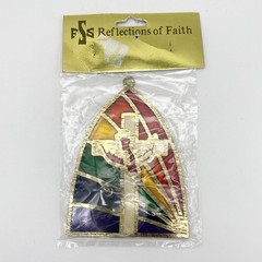 Vintage Suncatcher Rainbow With Cross And Bird Multicolor Gold Tone NOS