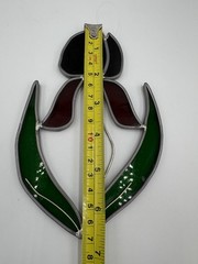 Stained Glass Tulip Suncatcher Red Green6.5” Springtime Flower