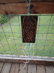 Rustic Wood Beaded Hanging Suncatcher Wall Decor Panel Brown Black Multicolor