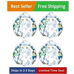 4 Pack 40MM Clear Crystal Prism Ball Suncatchers Rainbow Pendants Maker, Hanging