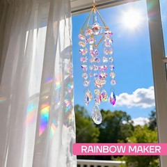 13″ Crystal Hanging Sun Catcher w/Hemp Rope AB Color Crystal Prism Rainbow Maker