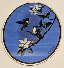 NEW GLASSMASTERS 8-1/2″ X 6-3/4″ HUMMINGBIRD & DOGWOOD SUNCATCHER