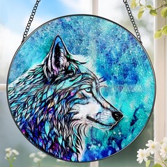 Wolf Stained Glass Suncatcher – Unique Window Decor for Gifts & Home