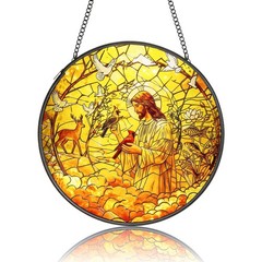 Stained Glass Window Hanging Religious Easter Decor & Christian Gifts