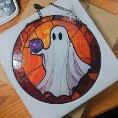 2D Flat ACRYLIC HALLOWEEN SCENE Suncatcher 8in With Chain And Hook New