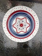 Patriotic Upcycled Garden Glass Art Flower, Suncatcher