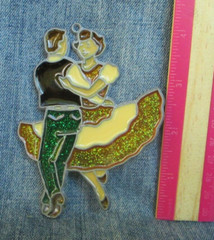 Vintage Suncatcher COUPLE DANCING Ornament Stained Glass Acrylic Metal SAL6