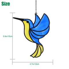 Stained Alloy Hummingbird Suncatcher Birds Window Hanging Pendant Home Art Decor