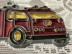 Fire Truck Suncatcher Window Stained Glass Firefighter Collectible Measures 5″
