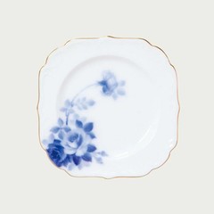 Ookura Touen Blue Roses (8011) 20cm cake plate (hand-painted 55H801 From Japan