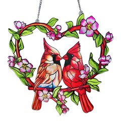 “Red Cardinal Suncatcher 10Inch Stained Glass Decor for Home & Garden”
