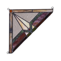 Set of 2 8″ x 8″ Mission Tiffany Style Stained Glass Corner Window Decor