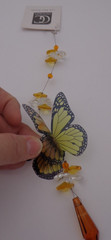 Yellow Crystal Accent Translucent Butterfly Prism Suncatcher