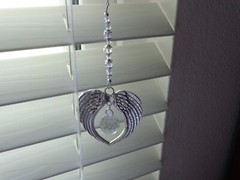 CRYSTAL GLASS PRISM ANGEL WIND CAR REAR VIEW MIRROR CAR CHARM MOBILES ORNAMENT