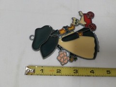 Vintage Stained Glass Type Suncatcher Little Girl 1980s Metal Plastic