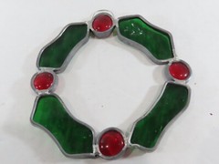 Christmas Stained Glass Ornaments Suncatchers Vintage Lot Of 5 D80