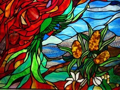 Turquoise Raindrop Stained Glass Handmade Abstract Suncatcher Mother’s Day Gift