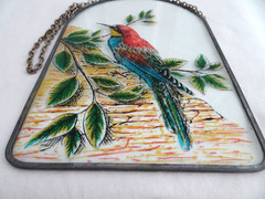 8″ Arch Shaped Sun-Catcher-Bird on Branch Themed-Sturdy Chain-Artist Unknown