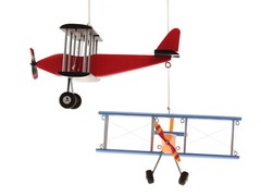 Decorative Wooden Airplane Mobile 4 Hanging Planes 5″ Travel Theme Nursery Kids