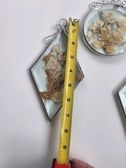 Vintage Pressed Flowers Beveled Glass Sun Catchers lot 0f 3
