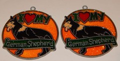 (2) German Shepherd I Love My 3 3/4″ Stained Glass Style Sun Catcher Ornament