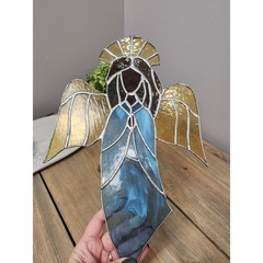 HANDMADE STAINED GLASS WALL HANGING ANGEL SUNCATCHER 13″X 10″