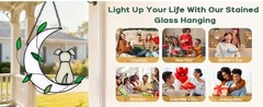 Moon Green Leaf Dog Sunlight Catcher Outdoor Light Catcher Window Hanging Gift