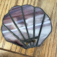 Set Of 3 Vintage Stained Glass Leaded Sun Catchers Mixed Natural Patina 1970’s