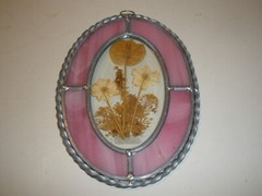 Real Flowers Sun Catcher Silver Tone, Purple 7.25″ x 5.5″ EUC