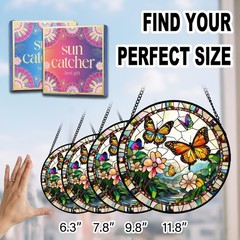 Butterfly Sun Catcher – Faux Stained Glass Window Hanging Decor for Mom, Grandma