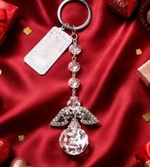 Angel Wing Crystal Suncatcher Keychain Prism Crystal Ball Gift Gold Silver NEW