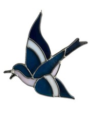 Vintage Stained Glass Bluebird Blue Jay Suncatcher 8×7