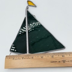 Vtg Lead & Stained Glass Sailboat Window Ornament Sun Catcher Nautical Beach
