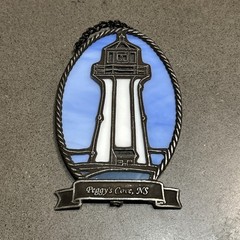Forma Vitrum Pewter Stained Glass Ornament Souvenir Peggy’s Cove NS Lighthouse