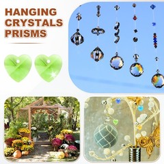 20PCS Crystal Heart Shape Prisms, 14mm/0.55″ Pendant Hanging [Green]