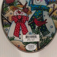 Amia Studio Stained Glass Snowman Christmas Bird Sun Catcher Oval 7″X5″ w/chain